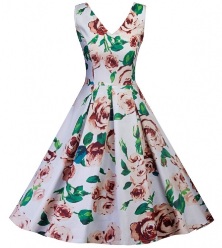 UNM~Women's  Sleeveless Bow Print Dress