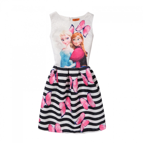 UNM~Children's Printed sleeveless Puff individual girl vest Dress