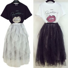 153261#T Shirt+Skirt  2pcs Suit