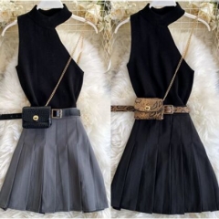 181476#Top+Skirt+Bag+Belt 4pcs suit