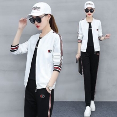 158815#T shirt +Blouse+Pants 3pcs Suit