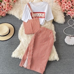 164884#T Shirt+Skort +Bag 3pcs Suit