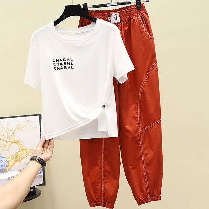 White shirt+Red Pants Set