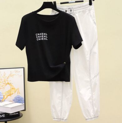 Black Shirt+White Pants Set