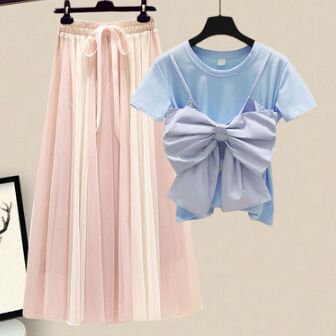 Blue+Pink Skirt Set