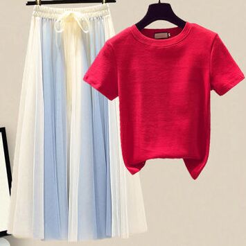 16A2108#T shirt + Skirt 2pcs Suit