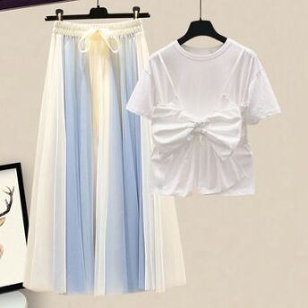 White+Blue Apricot Skirt Set