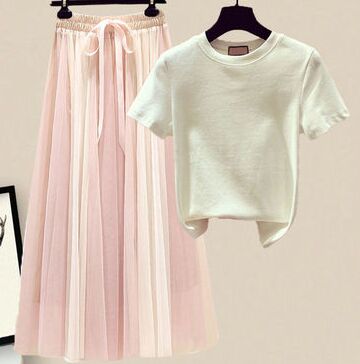 White+Pink Skirt Set