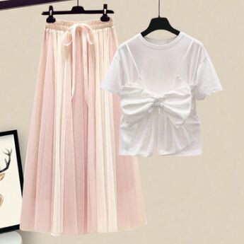 White+Pink Skirt Set