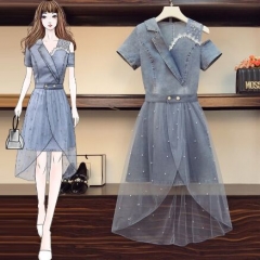 168341#Denim Dress Suit