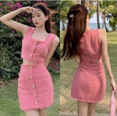 166221#Vest Top+Skirt 2pcs Suit