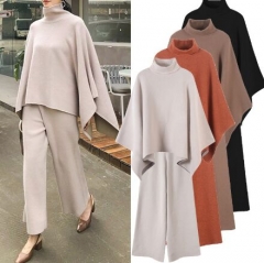 166716#Cape coat+Pants 2PCS Suit