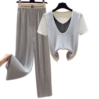 White shirt+Grey Pants Set