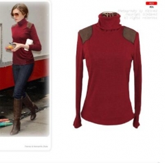 300382#Sweater Blouse-Dark Red
