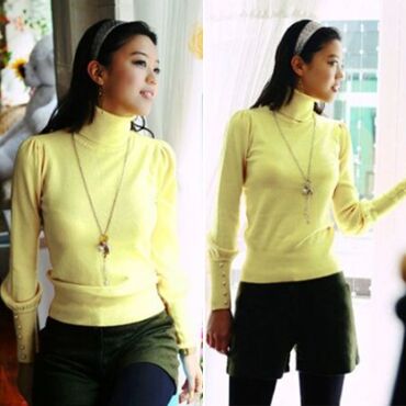 191055#Knitted Sweaters-Yellow