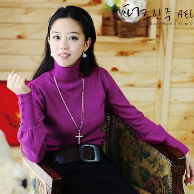 191055#Knitted Sweaters-Purple