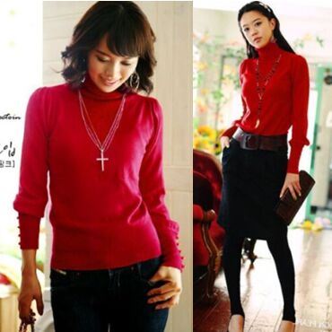 191055#Knitted Sweaters-Red
