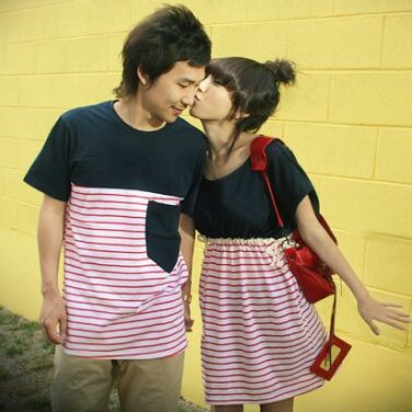 300592#T shirt+DressCouple Suit 2pcs Suit