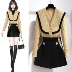 162825#Sweater+Shorts 2PCS Suit