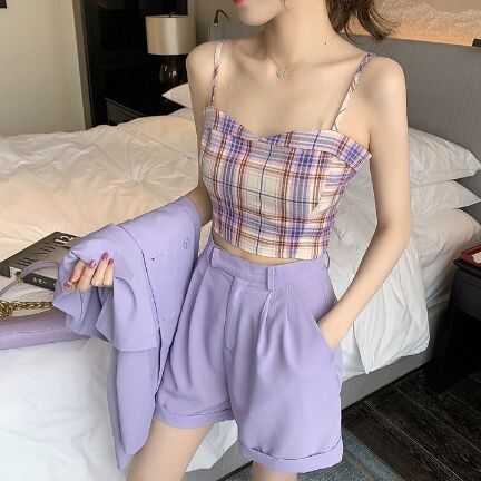 Purple Sling shorts 2pcs suit