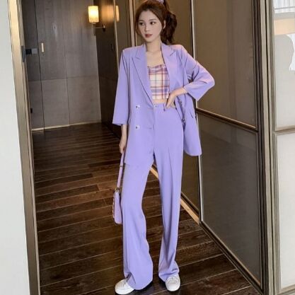 Purple Trousers 3pcs suit