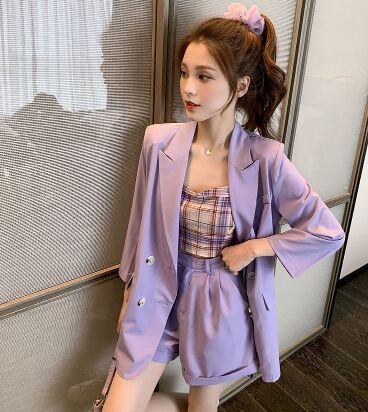 Purple Shorts 3pcs suit