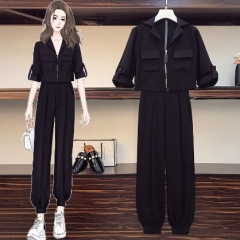 161381#Bloue+Pants  2pcs  Suit