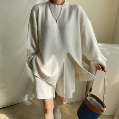 15178#knitted Top+shorts 2pcs suit