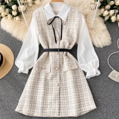 165317#Shirt+Vest Dress 2pcs Suit