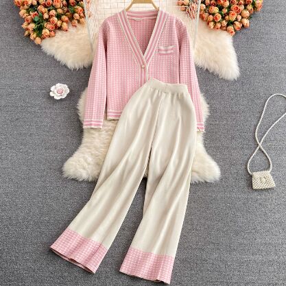165442#knitted Top+Skirt 2pcs suit
