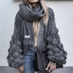 155919#Knit Sweater Coat