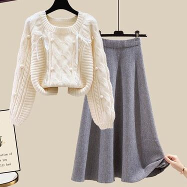 WhiteTop+Grey Skirt