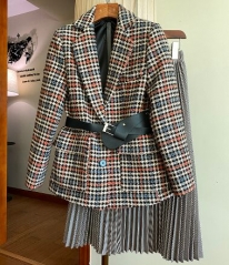 188952#Coat+Skirt Suit+Pu Belt Set