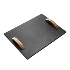 Slate Serving Tray With Wood Handles