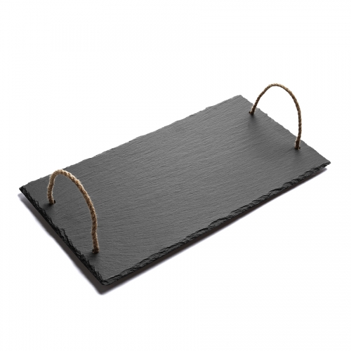 Slate Serving Tray With Jute Handles