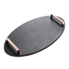 Slate Serving Tray With Metal Handles (Oval)