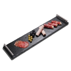 Slate Serving Tray With Metal Handles