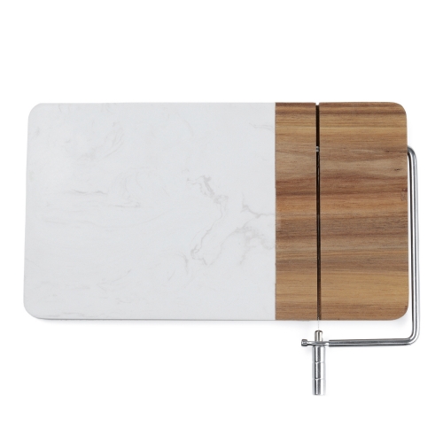 Marble + Acacia Wood Serving Cheese Board