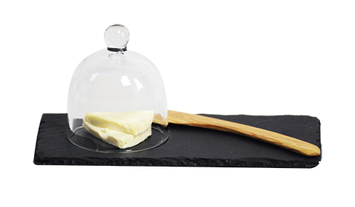 Slate Butter Pad With Glass Dome