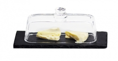 Slate Butter Pad With Rectangle Glass Dome