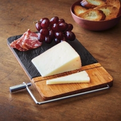 Slate + Acacia Wood Serving Cheese Board