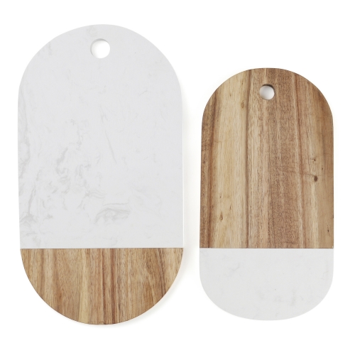 Artifical Marble + Acacia Wood Serving Board