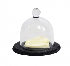 Slate Butter Pad With Glass Dome