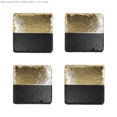 Slate Coaster Set With Golden Paint