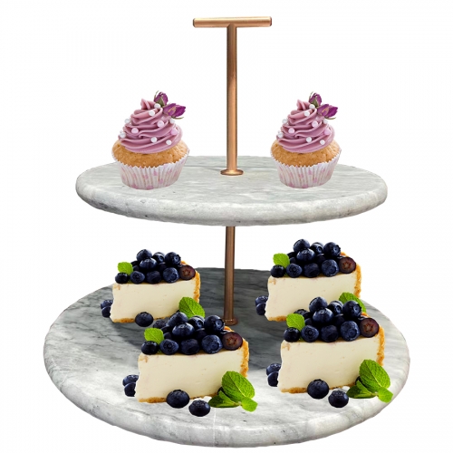 2 Tier Marble Cake Stand