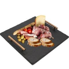 Slate Serving Tray With Metal Handles (Hexagon)