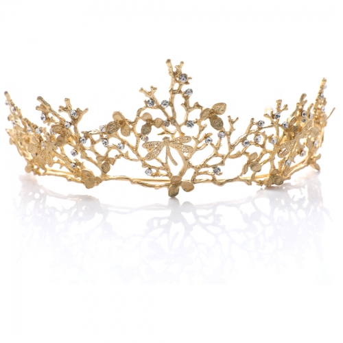 Unicra Vintage crown Gold Queen Crowns Wedding Crowns and Tiaras Hair Accessories Dragonfly Prom Crown for Women and Girls
