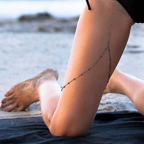 Victray Boho Leg Chain Beads Thigh Chain Beach Body Jewelry for Women and Girls