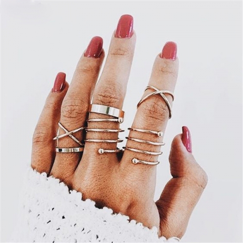Edary Boho Knuckle Ring Sets Gold Stacking Multi Rings Simple Mid Finger Ring for Women and Girls（6PCS）