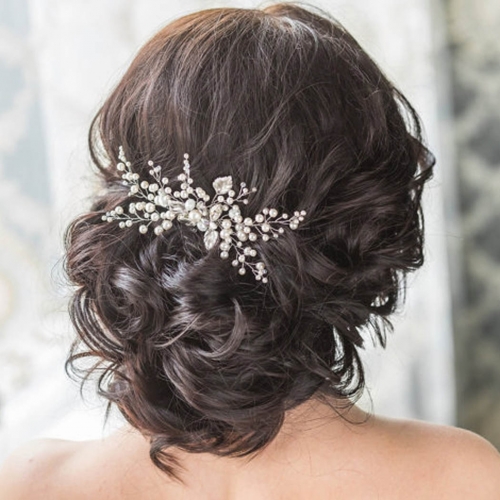 Unicra Rhinestone Bride Wedding Hair Comb Pearl Bridal Hair Pieces Leaf Hair Accessories for Women and Girls